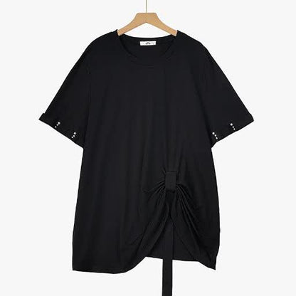 Plus Size Midi-Rock mit seitlicher Bindefläche, Raffungen und kurzen Ärmeln, passendes Set - Bluse - 6XL - image 1