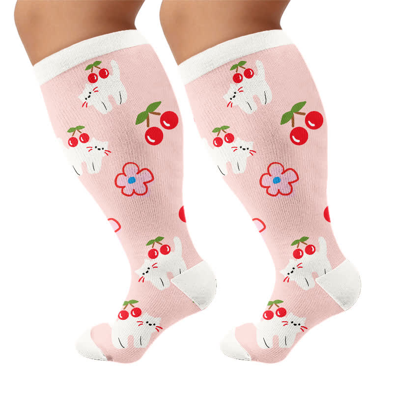 Kompressionsstrümpfe in Übergröße mit Gänseblümchen-Schmetterling - Rosa - 4XL - image 9