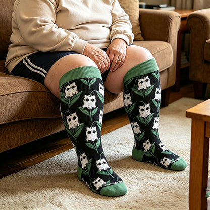 Niedliche, gruselige Kompressionsstrümpfe in Übergröße - Hellgrün - 4XL - image 2