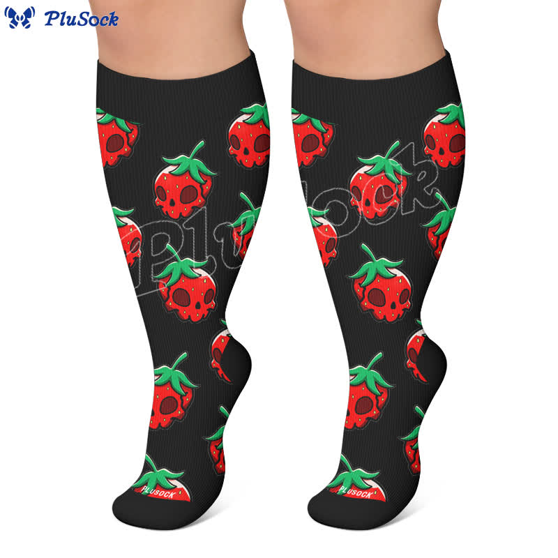 Rosa Totenkopf-Gänseblümchen-Kompressionsstrümpfe in Übergröße - image 5