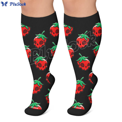 Rosa Totenkopf-Gänseblümchen-Kompressionsstrümpfe in Übergröße - image 5