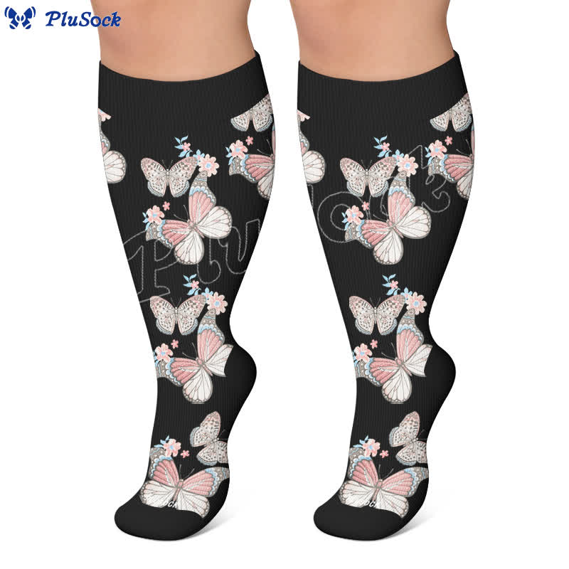 Plus Size Floral Flatter Kompressionsstrümpfe - image 4