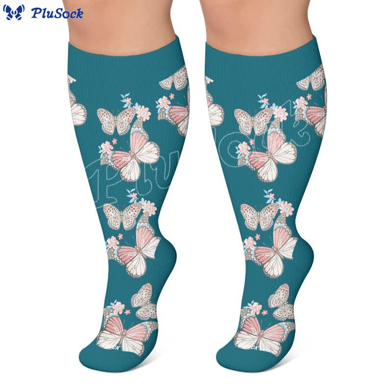 Plus Size Floral Flatter Kompressionsstrümpfe - image 6