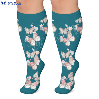 Plus Size Floral Flatter Kompressionsstrümpfe - image 6