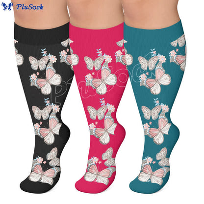 Plus Size Floral Flatter Kompressionsstrümpfe - image 0