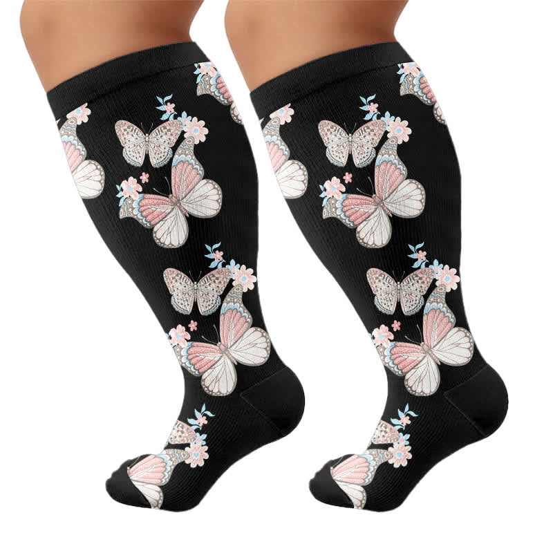 Plus Size Floral Flatter Kompressionsstrümpfe - image 8