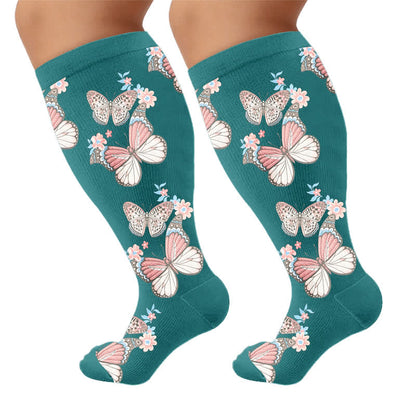 Plus Size Floral Flatter Kompressionsstrümpfe - image 10