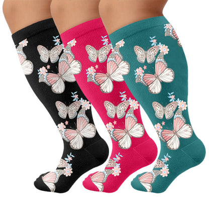 Plus Size Floral Flatter Kompressionsstrümpfe - image 7
