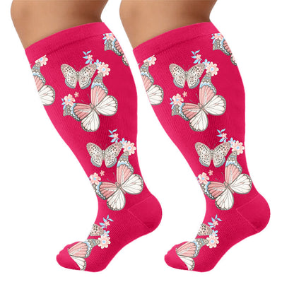 Plus Size Floral Flatter Kompressionsstrümpfe - image 9