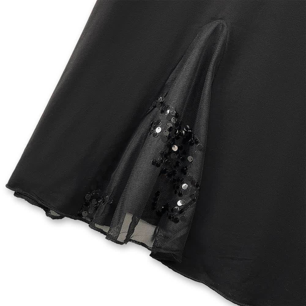 Plus Size Midikleid mit geraffter Taille, Mesh-Einsätzen, V-Ausschnitt und kurzen Ärmeln, V-Ausschnitt - image 5