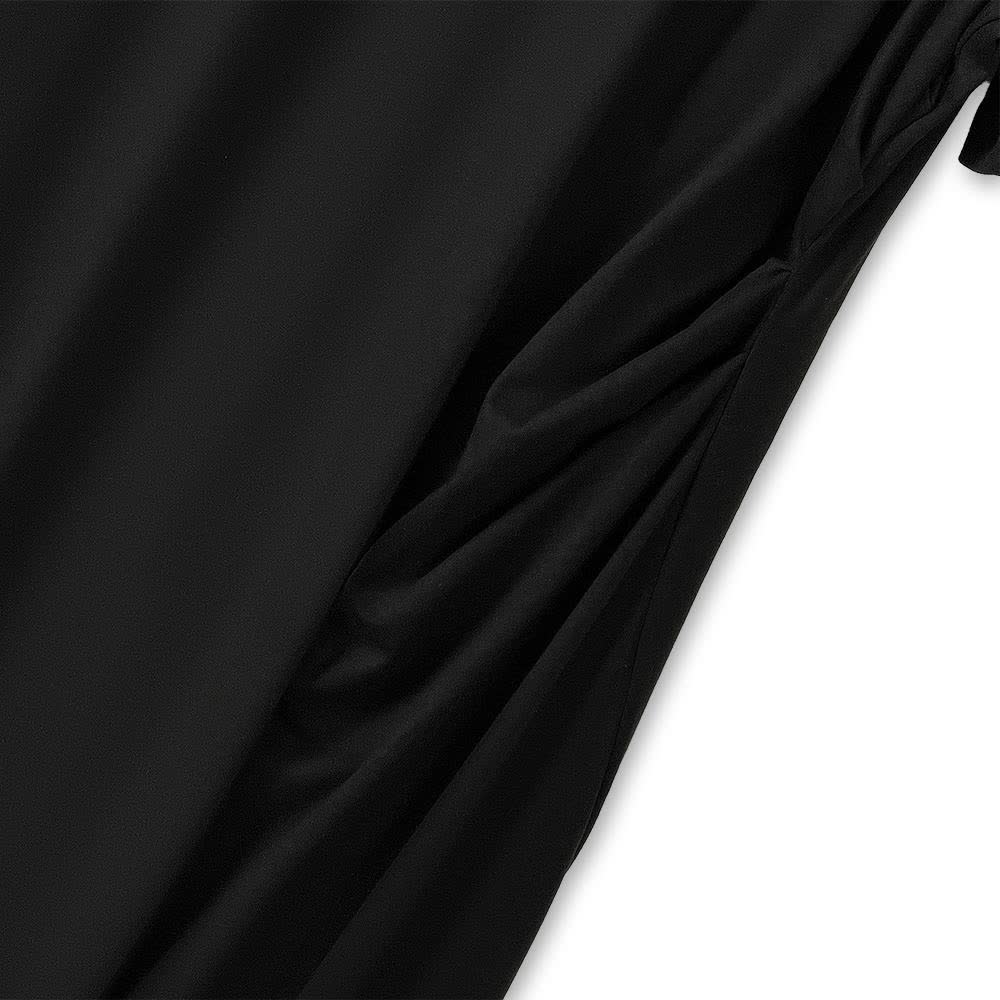 Plus Size Midikleid mit geraffter Taille, Mesh-Einsätzen, V-Ausschnitt und kurzen Ärmeln, V-Ausschnitt - image 6