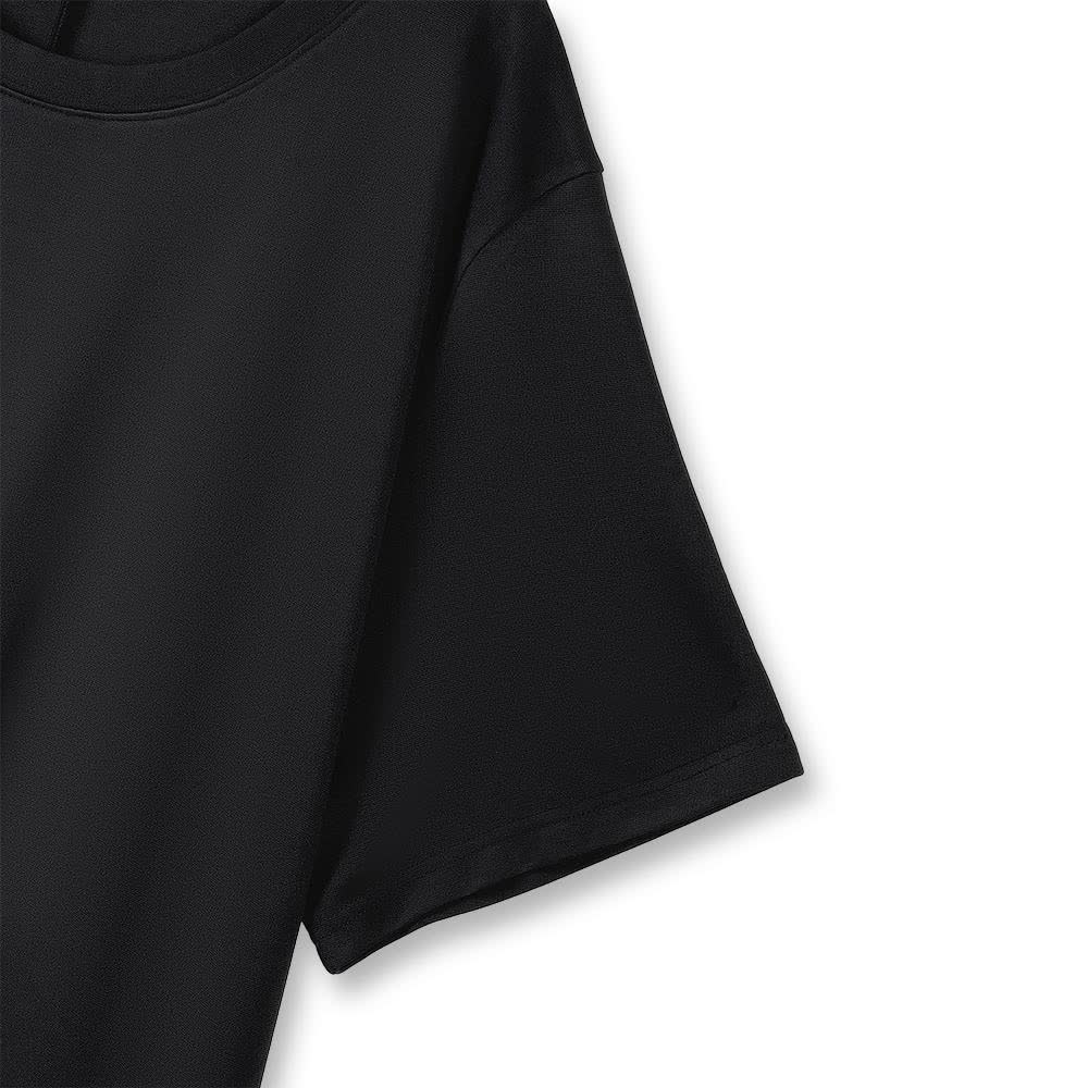 Plus Size Rundhals Kurzarm Etuikleid, schlichte Midi-Länge - image 2