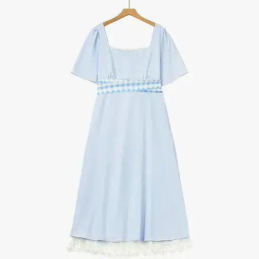Leichtes Sommerkleid in A-Linie mit eckigem Ausschnitt in Übergröße, Midi-Länge - Blau - 3XL - image 0