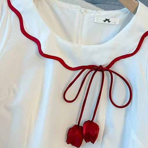 Plus Size Kurzarm-Midikleid mit Quasten und Blumenmuster, geblümt - image 2