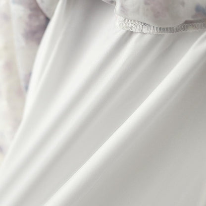 Plus Size Sommerkleider in A-Linie mit eckigem Ausschnitt, Puffärmeln, kontrastierenden Blumenmustern und Stufenrock - image 6