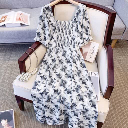 Plus Size Sommerkleid mit eckigem Ausschnitt, Puffärmeln und Blumenmuster, gestuft - image 2