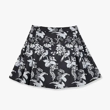 Sommer-Set in Übergröße: Zweiteiliges Set aus Oberteil mit Stehkragen und Froschknopfleiste sowie Rock mit Blumenmuster - Minirock - 6XL - image 2