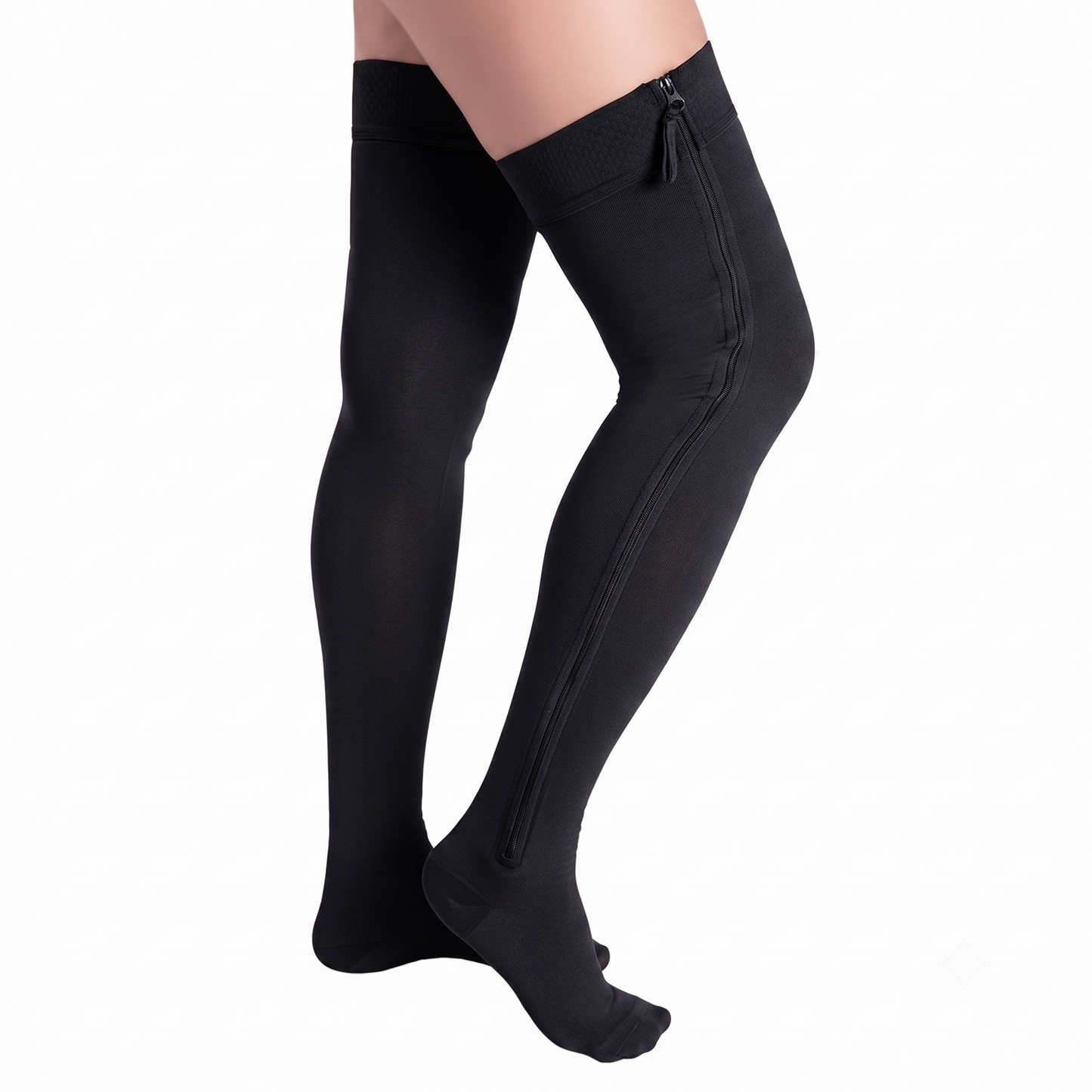 Elegante Kompressionsstrümpfe mit Reißverschluss - Schwarz - 4XL - image 1