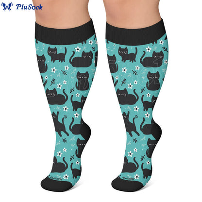 Kompressionsstrümpfe in Übergröße mit Cartoon-Geisterkatze - image 7
