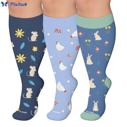 Plus Size Bunny Bloom Kompressionsstrümpfe - image 0