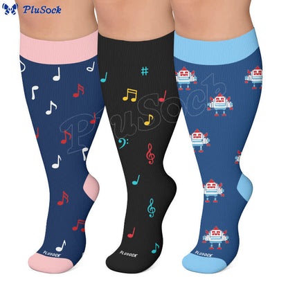 Plus Size Music Robot Kompressionsstrümpfe - image 0