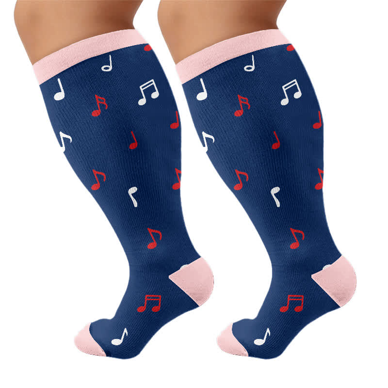 Plus Size Music Robot Kompressionsstrümpfe - Marineblau - 4XL - image 5