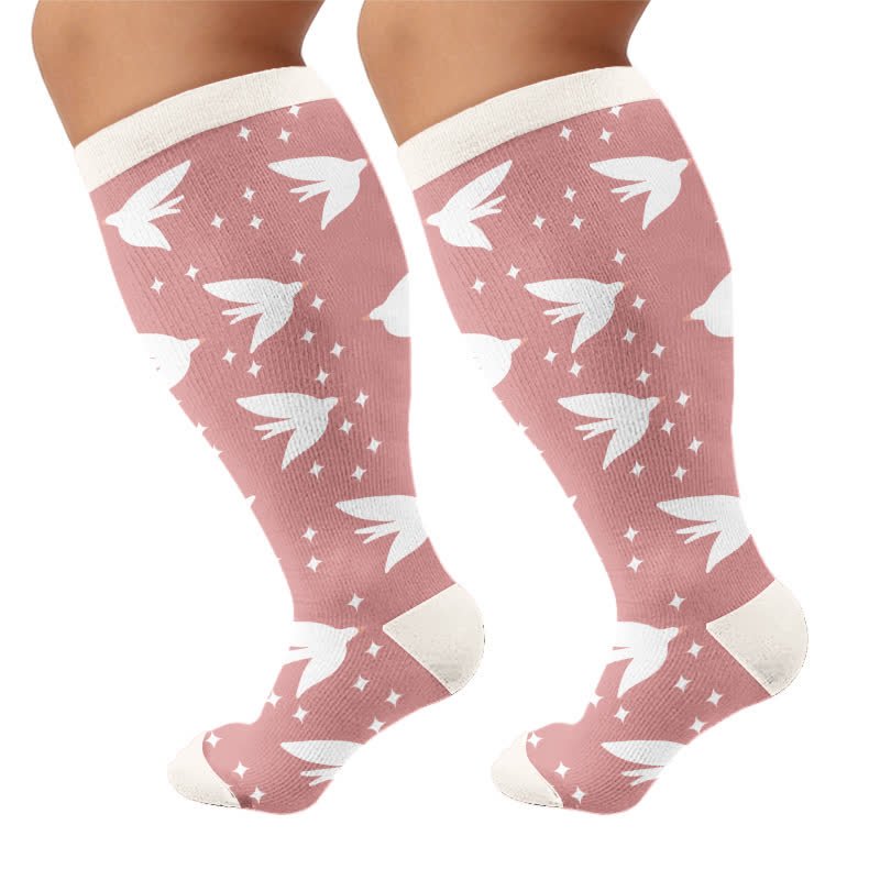 Kompressionsstrümpfe mit Libellenmotiv in Übergröße - Rosa - 4XL - image 5