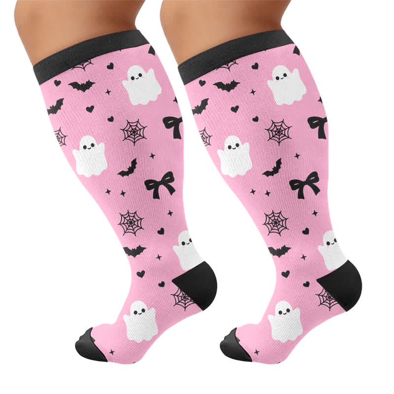 Plus Size Ghost Cat Kompressionsstrümpfe - Rosa - 4XL - image 7