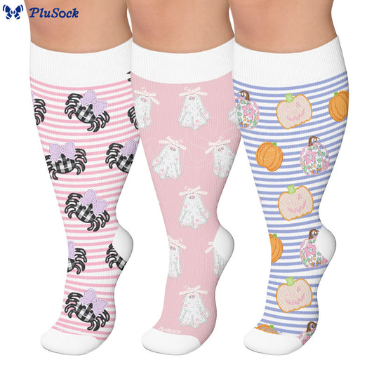 Plus Size Stripe Spider Ghost Kompressionsstrümpfe - image 0