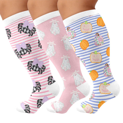 Plus Size Stripe Spider Ghost Kompressionsstrümpfe - image 4