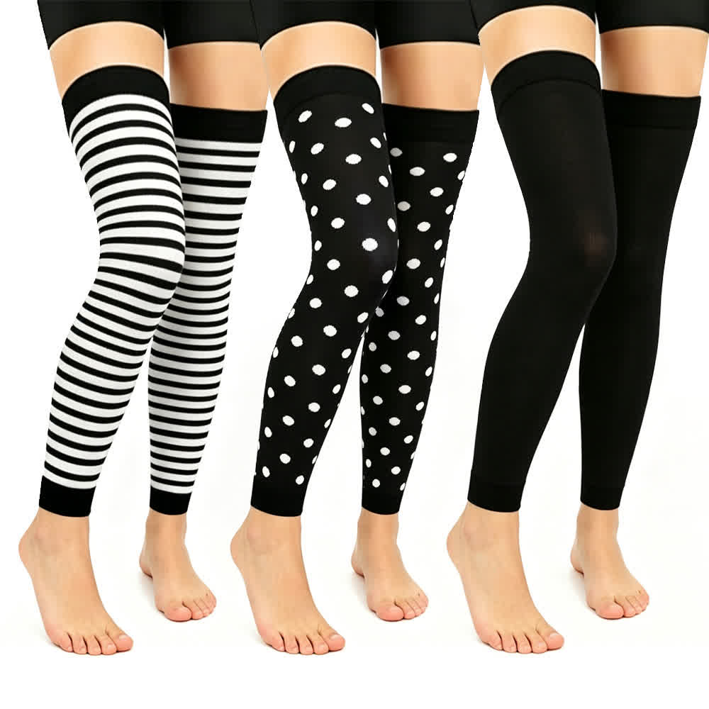 Klassische schwarze Oberschenkel-Kompressionsärmel (3 Paar) - Mehrfarbig - L/XL - image 0