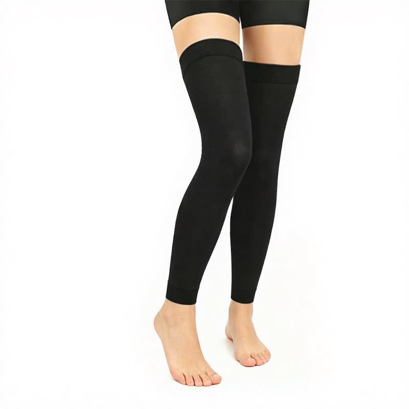 Klassische schwarze Oberschenkel-Kompressionsärmel (3 Paar) - Schwarz - L/XL - image 1