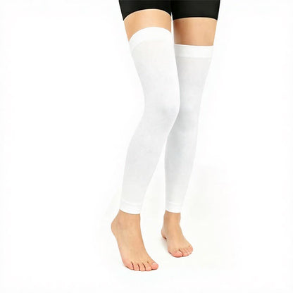 Oberschenkelhohe Kompressionsärmel in Unifarben (3 Paar) - Weiß - L/XL - image 3