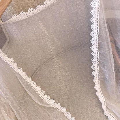 Set aus transparentem Cardigan in Übergröße, leichtem Sommerkleid mit Blumenmuster, Rüschen und V-Ausschnitt - image 3