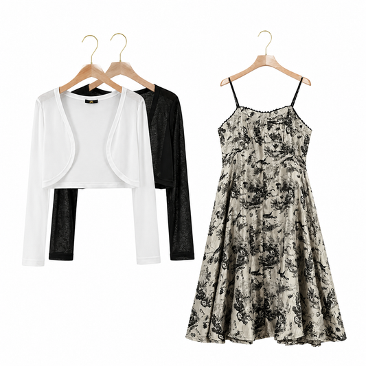 Romantisches, transparentes Cardigan-Kleid in Übergröße, fließendes A-Linien-Midikleid-Set - image 0