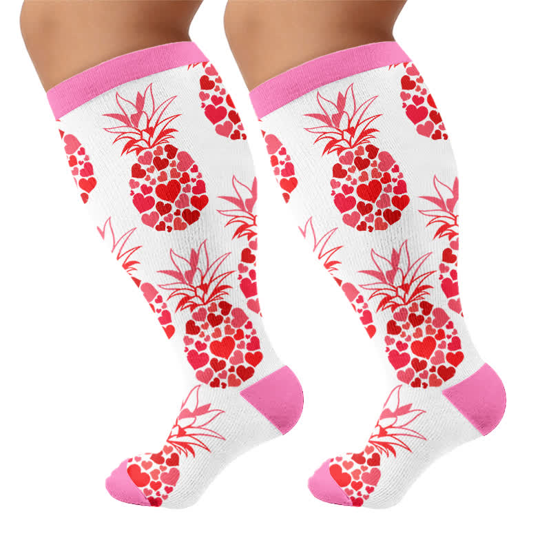 Kompressionsstrümpfe in Übergröße mit Doodle-Blumenmuster - image 8