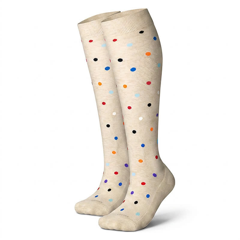 Gepunktete Kompressionsstrümpfe (3 Paar) - Aprikose - L/XL - image 9
