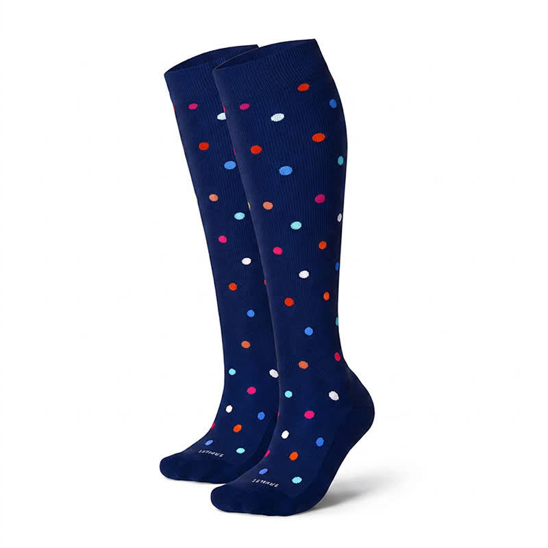 Gepunktete Kompressionsstrümpfe (3 Paar) - Marineblau - L/XL - image 13