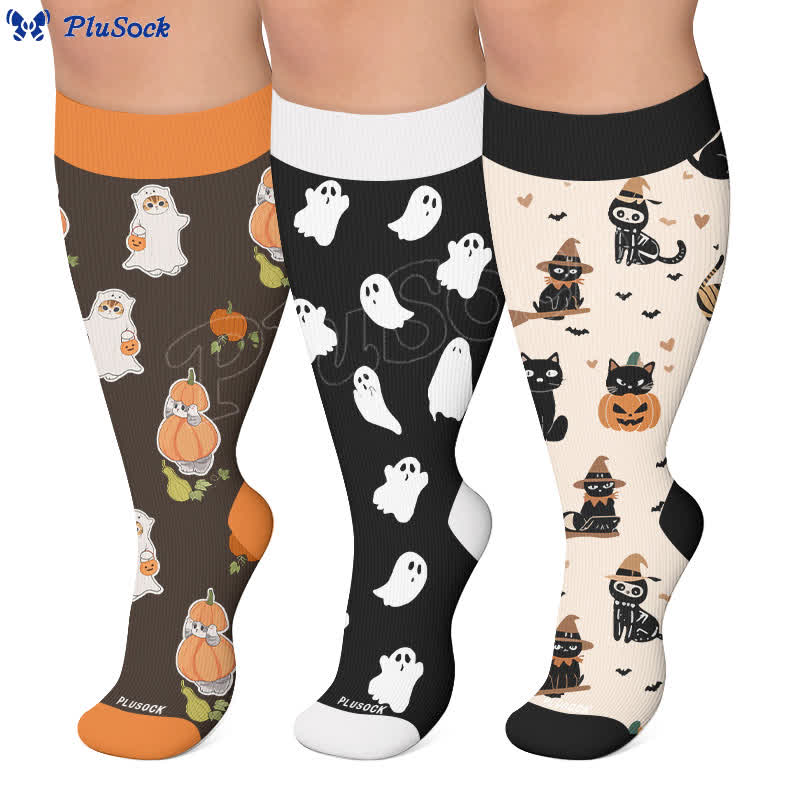 Purranormal Pumpkin Night Kompressionsstrümpfe in Übergröße - image 0