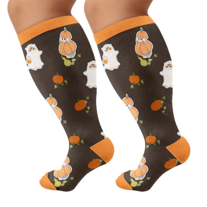 Purranormal Pumpkin Night Kompressionsstrümpfe in Übergröße - Braun - 4XL - image 10