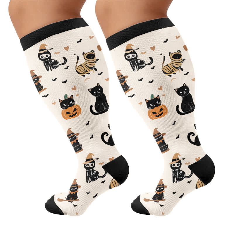 Purranormal Pumpkin Night Kompressionsstrümpfe in Übergröße - Beige - 4XL - image 9