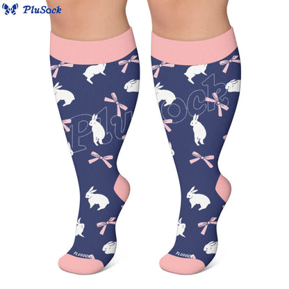 Plus Size Navy Bunny Kompressionsstrümpfe - image 4