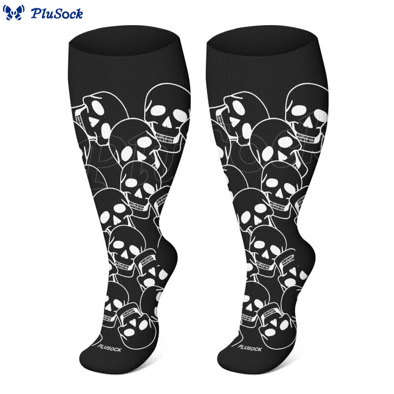 Halloween-Kompressionsstrümpfe mit großem Totenkopf-Print in Übergröße - image 6