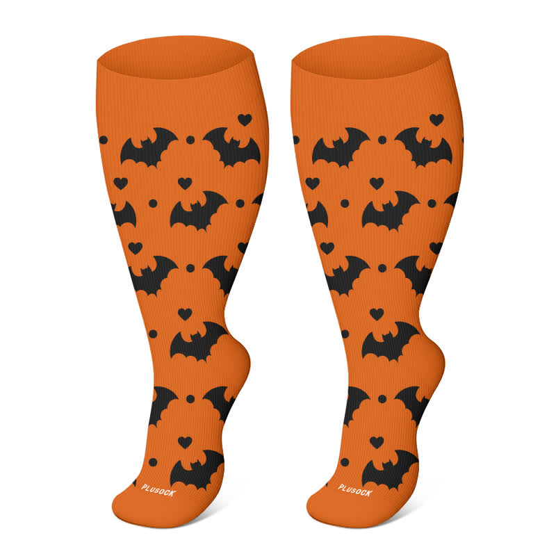 Halloween-Kompressionsstrümpfe mit großem Totenkopf-Print in Übergröße - Orange-B - 4XL - image 23