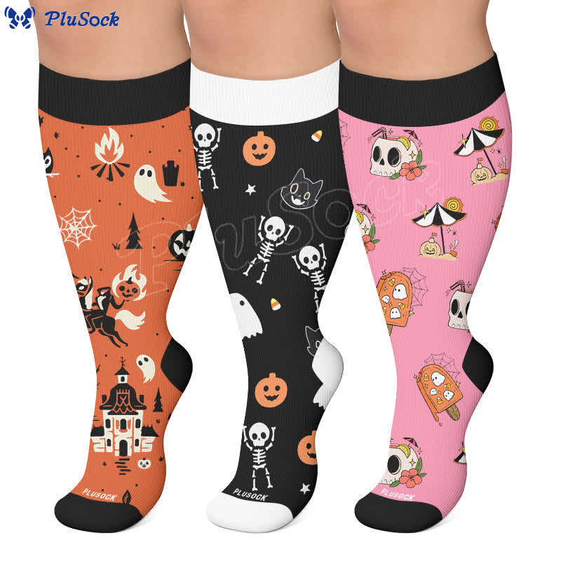Plus Size Midnight Mischief Halloween Kompressionsstrümpfe - image 0