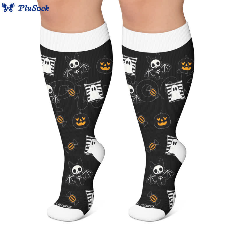 Neon-Totenkopf-Kompressionsstrümpfe in Übergröße - image 4