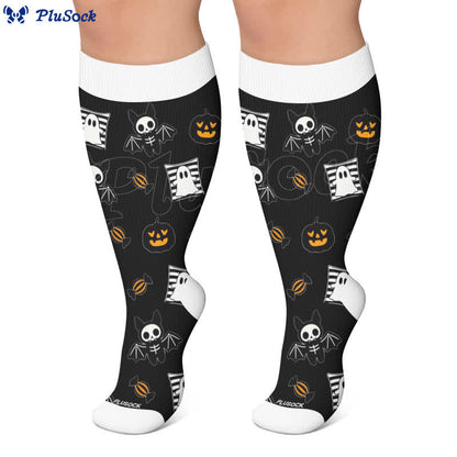 Neon-Totenkopf-Kompressionsstrümpfe in Übergröße - image 4
