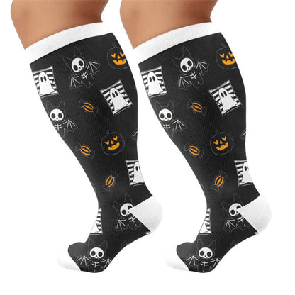 Neon-Totenkopf-Kompressionsstrümpfe in Übergröße - image 7