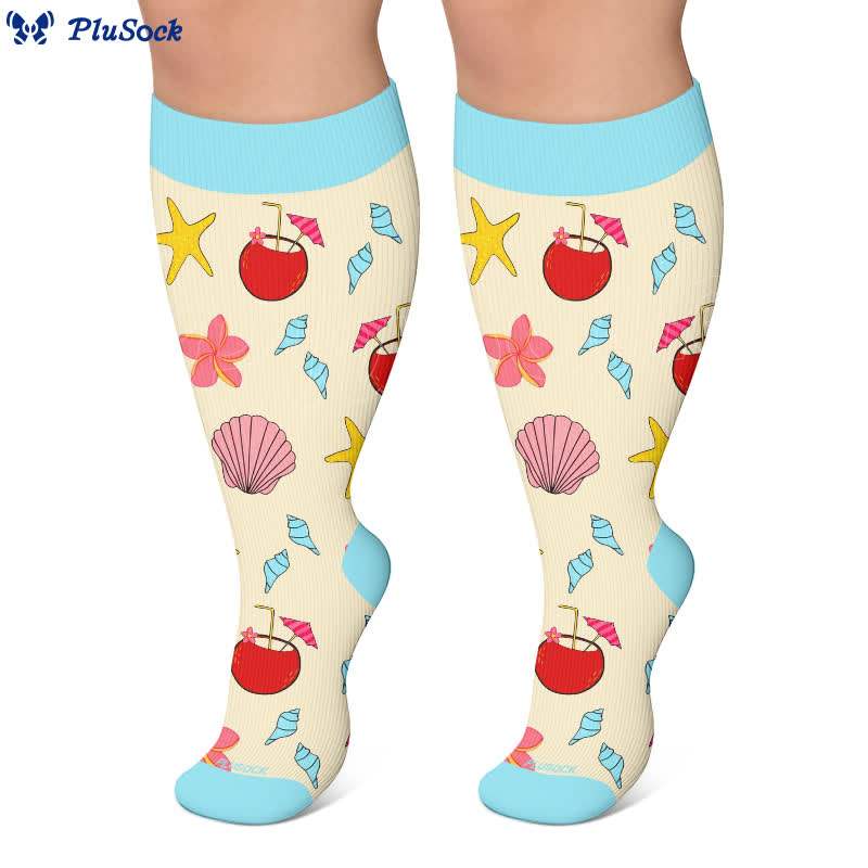 Plus Size Floral Beach Kompressionsstrümpfe - image 8