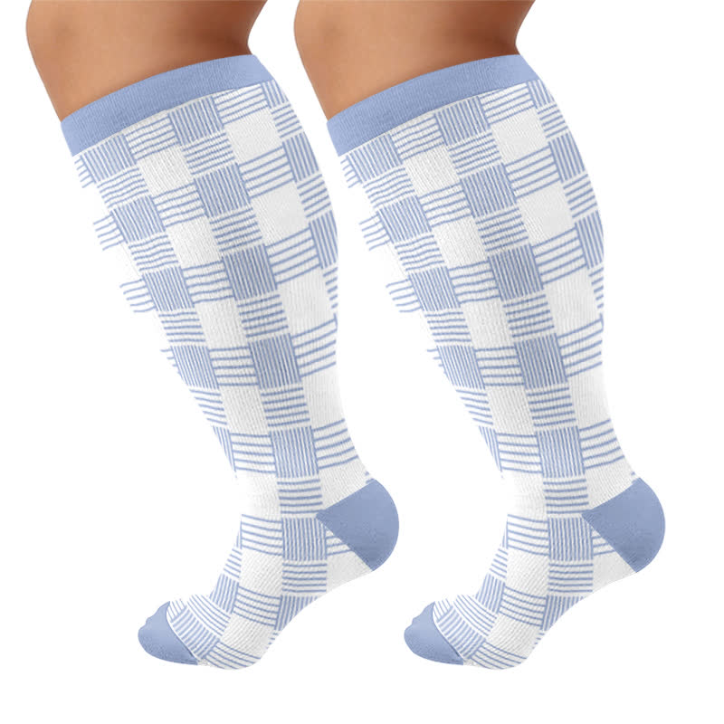 Kompressionsstrümpfe in Übergröße mit gemischtem Muster - Blau - 4XL - image 5